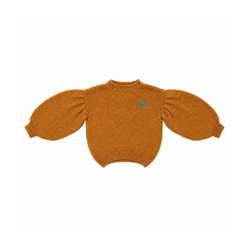 Puff Sleeve Knit Sweater | Ochre  6/7y - Designed by LETTER TO THE WORLD