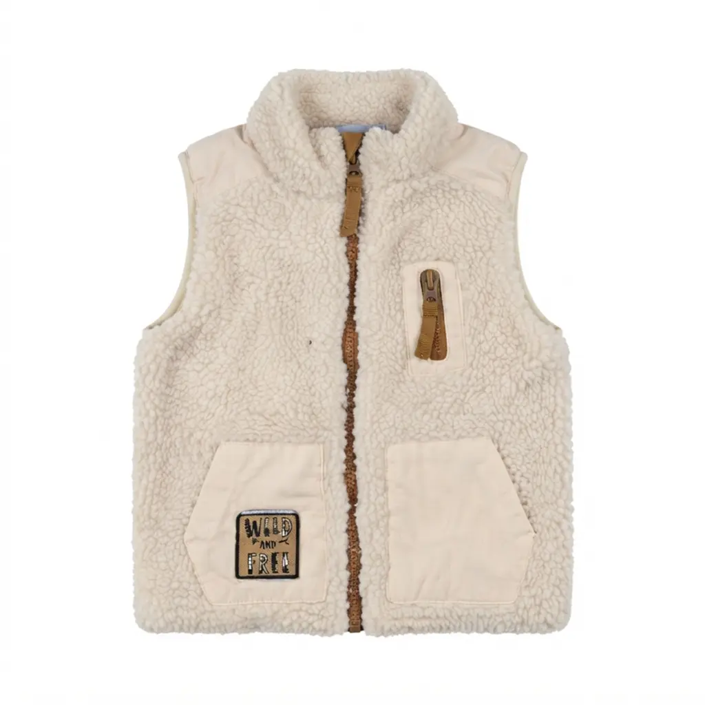Sherpa Fleece Vest | Cream  24m - Designed by Little Lad
