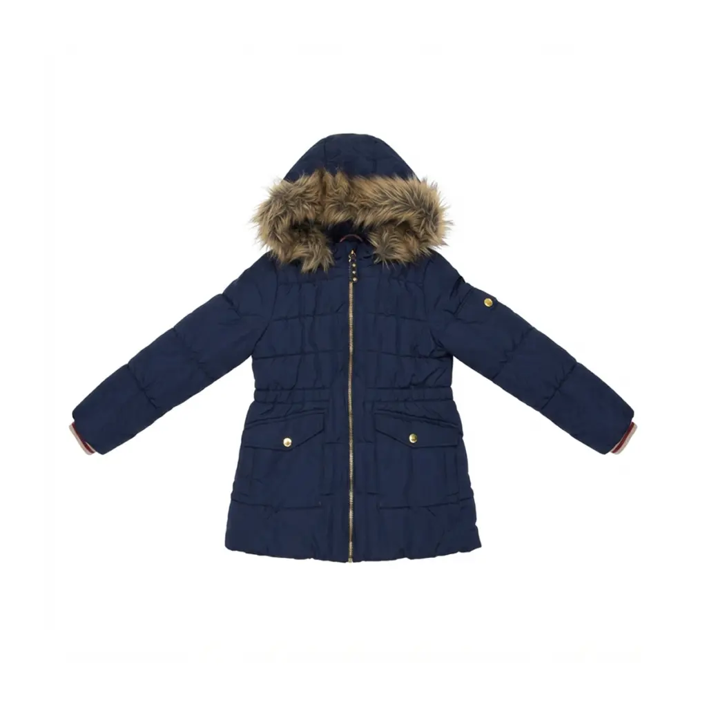 Faux Fur Trim Hooded Puffer Jacket | Navy  10/12y - Designed by LONDON FOG