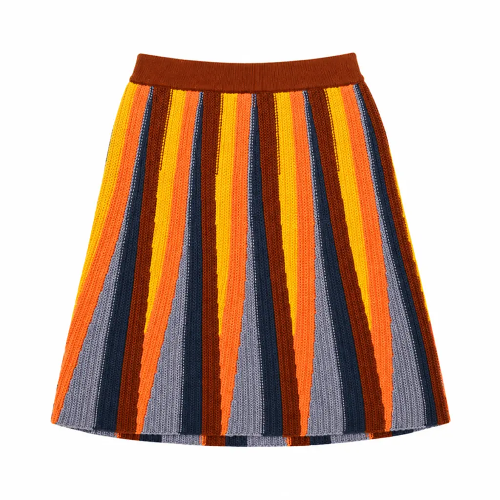 Striped Knit Skirt | Orange Multi  6y - Designed by Misha & Puff