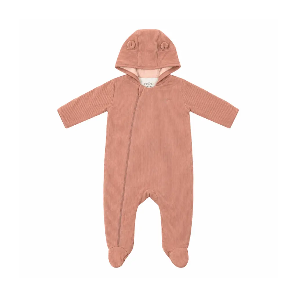 Hooded Footed Onesie | Dusty Pink  6/12m - Designed by MORI