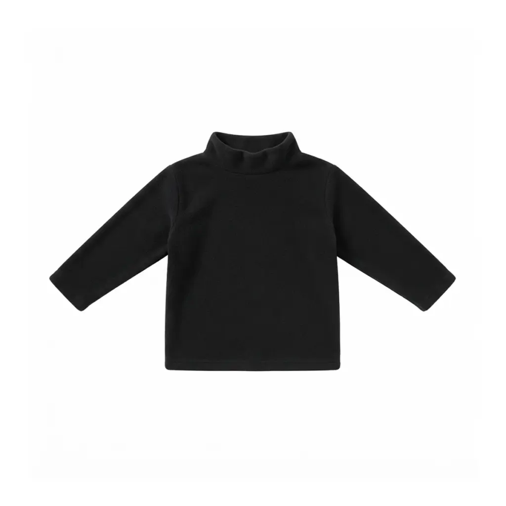 Fleece Turtleneck Top | Black  3/4y - Designed by Mud Kingdom