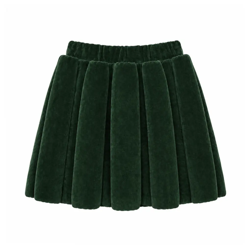 Velvet Accordion Skirt | Forest Green  5/6y - Designed by nikolia