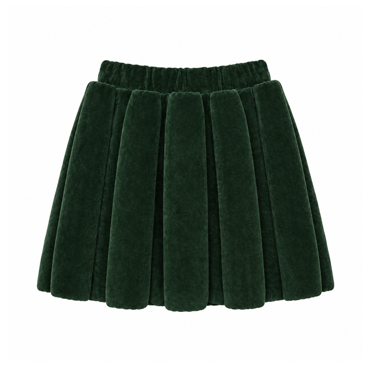 Velvet Accordion Skirt | Forest Green 5/6y - Designed by nikolia