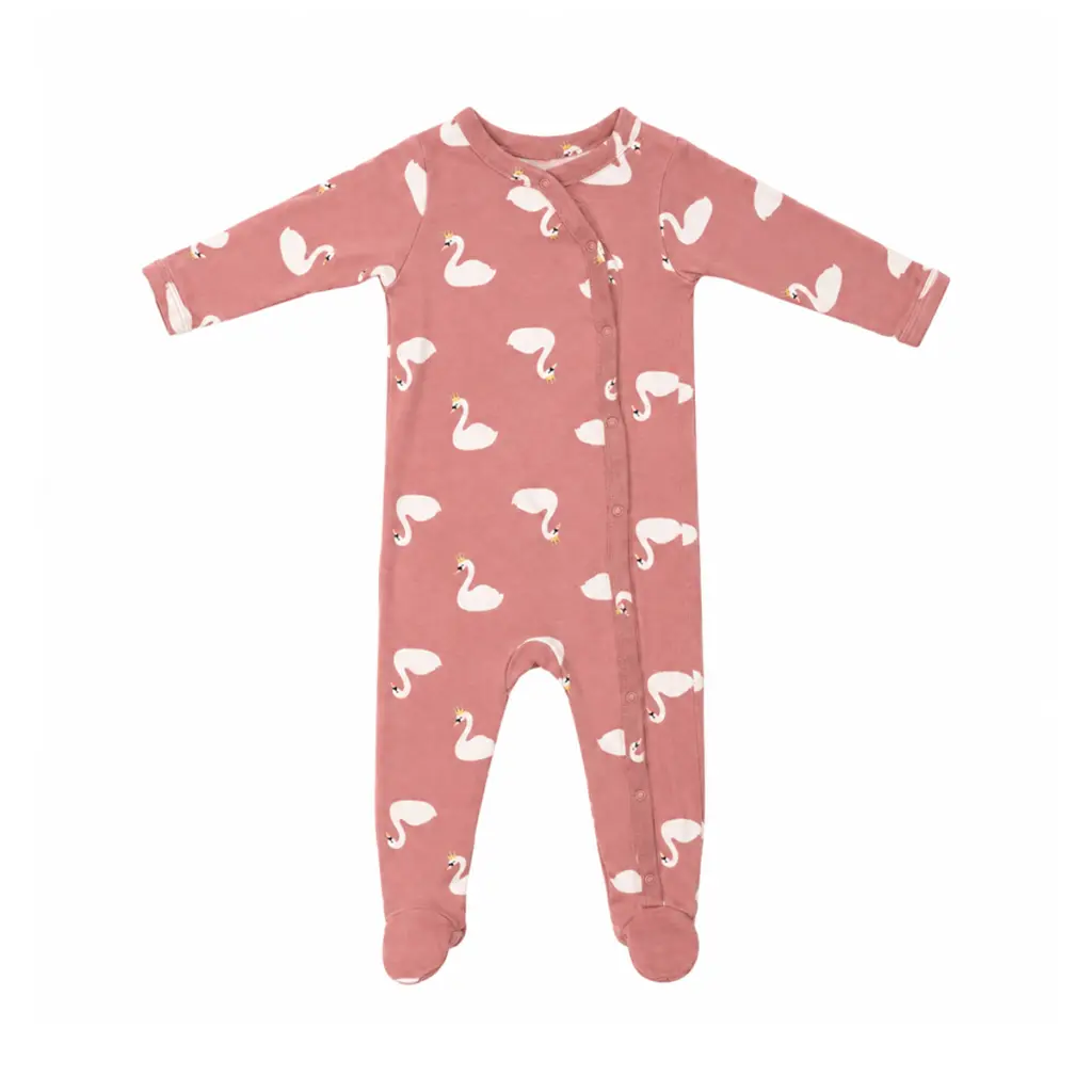 Swan Print Footed Pajamas | Dusty Pink  6m - Designed by NORDSTROM