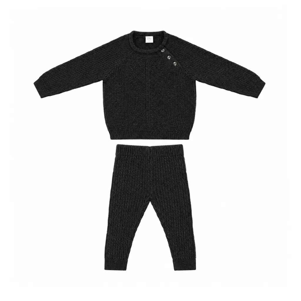Ribbed Knit Sweater and Pants Set | Dark Charcoal Grey  12m - Designed by NORDSTROM