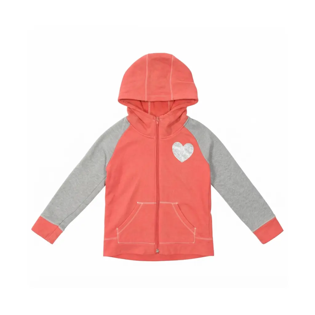 Heart Zip-Up Hoodie | Coral Pink & Heather Grey  5y - Designed by Old Navy