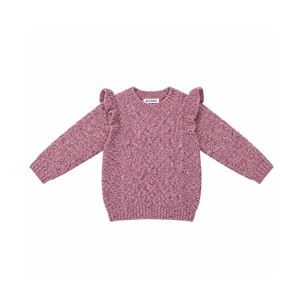 Ruffle Cable-Knit Sweater | Dusty Pink  12/18m - Designed by Old Navy