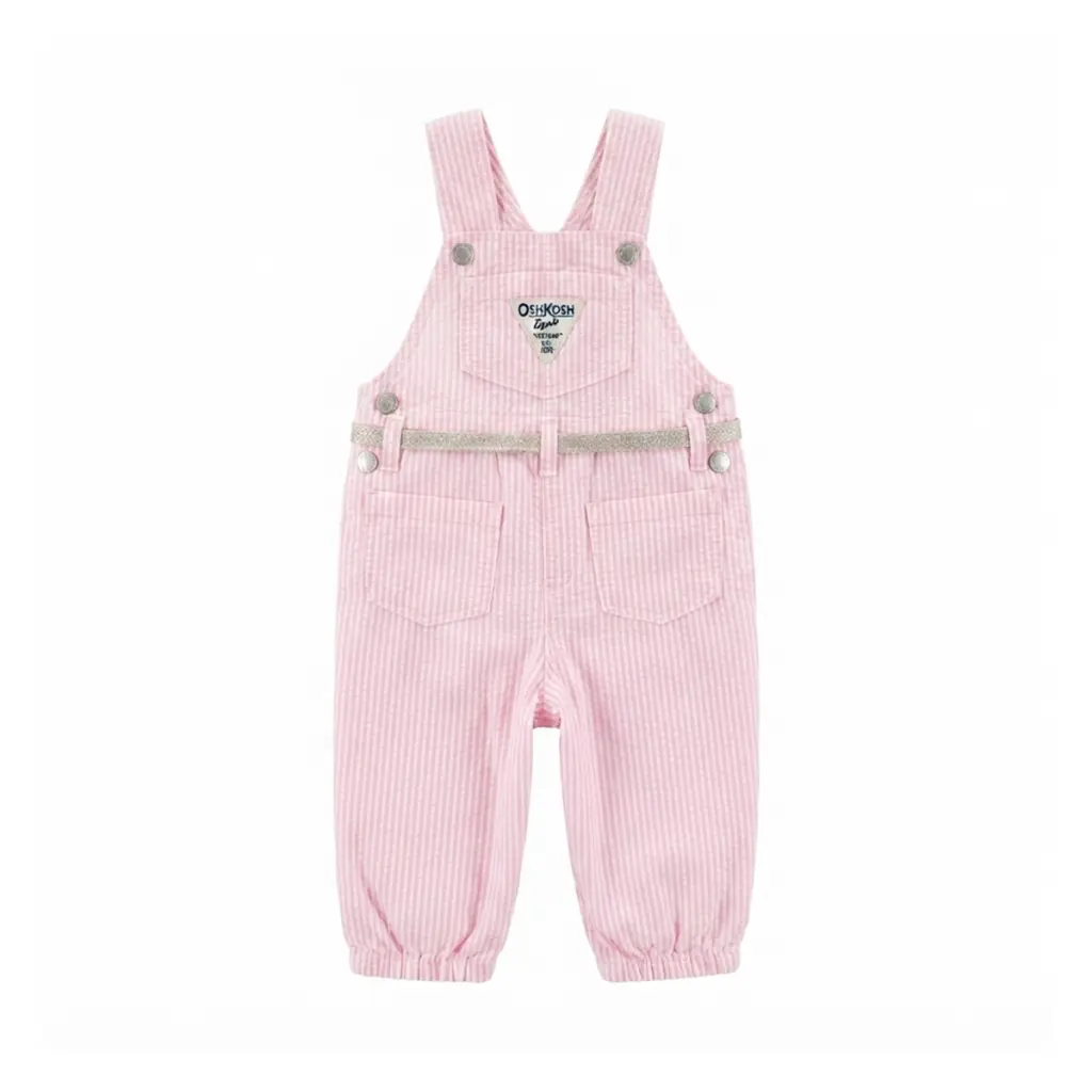 Pink Striped Overalls | Light Pink  6m - Designed by OSH KOSH B'GOSH