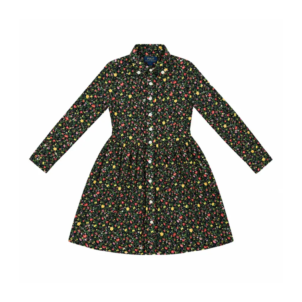 Floral Button Dress | Black Floral  7y - Designed by Polo Ralph Lauren