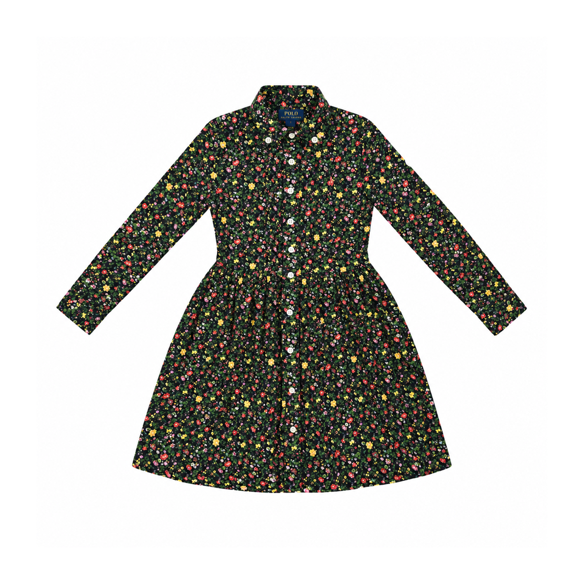 Floral Button Dress | Black Floral 7y - Designed by Polo Ralph Lauren