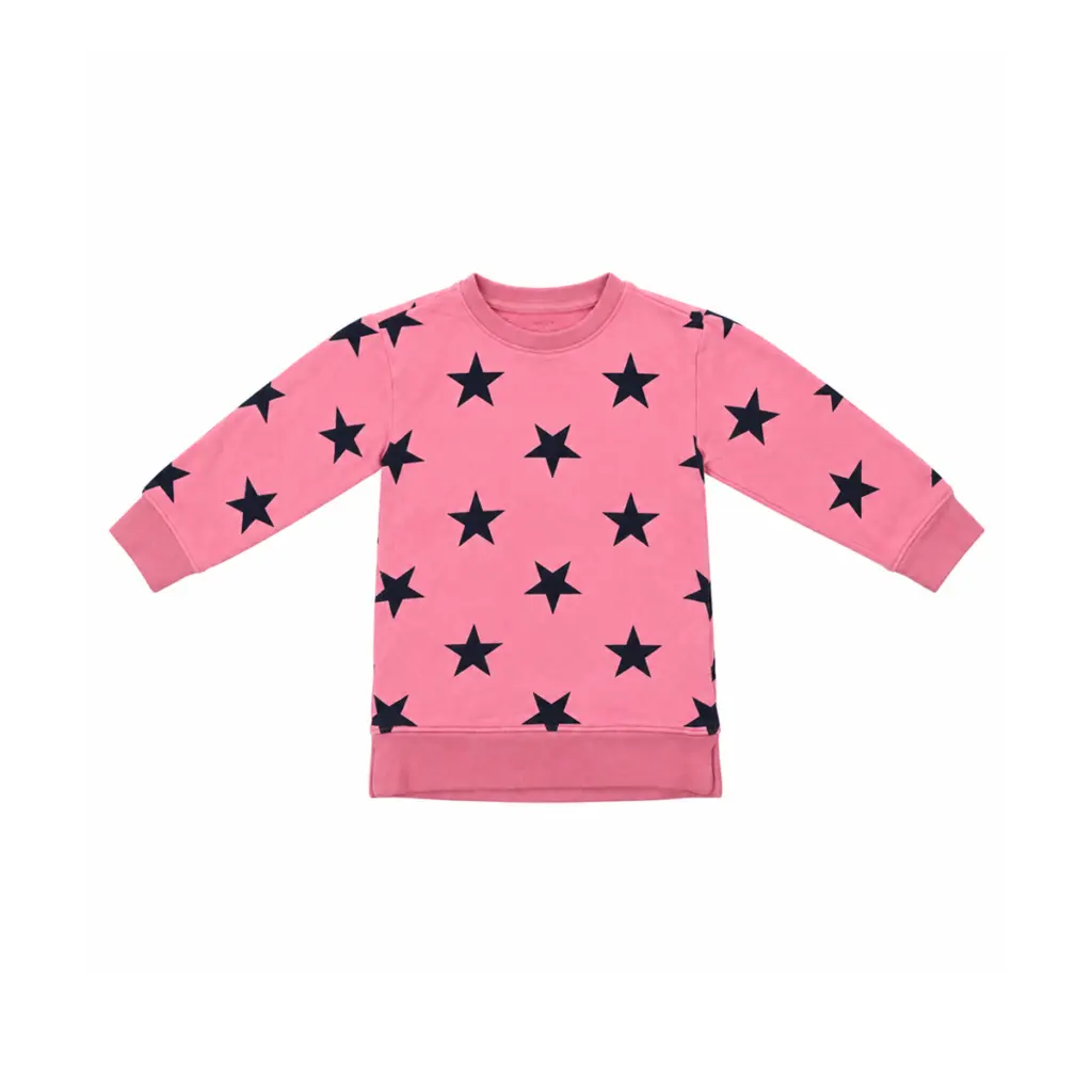 Star Print Crewneck Sweatshirt | Pink  3y - Designed by PRIMARY