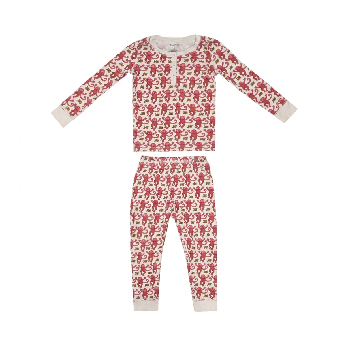 Monkey Print Pajama Set | Pink & White 6y - Designed by ROLLER RABBIT