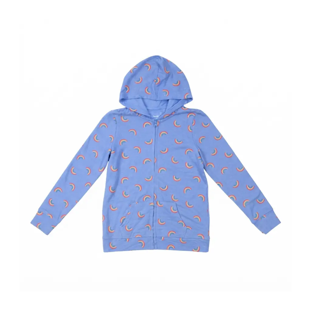Rainbow Zip-Up Hoodie | Periwinkle Blue  12/14y - Designed by SO