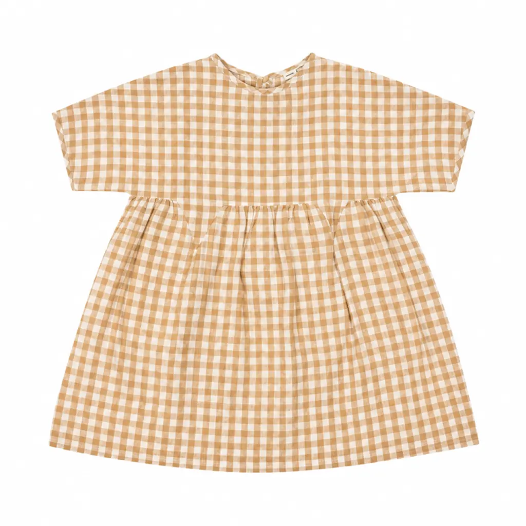 Gingham Linen Dress | Tan Gingham  6y - Designed by SOOR PLOOM