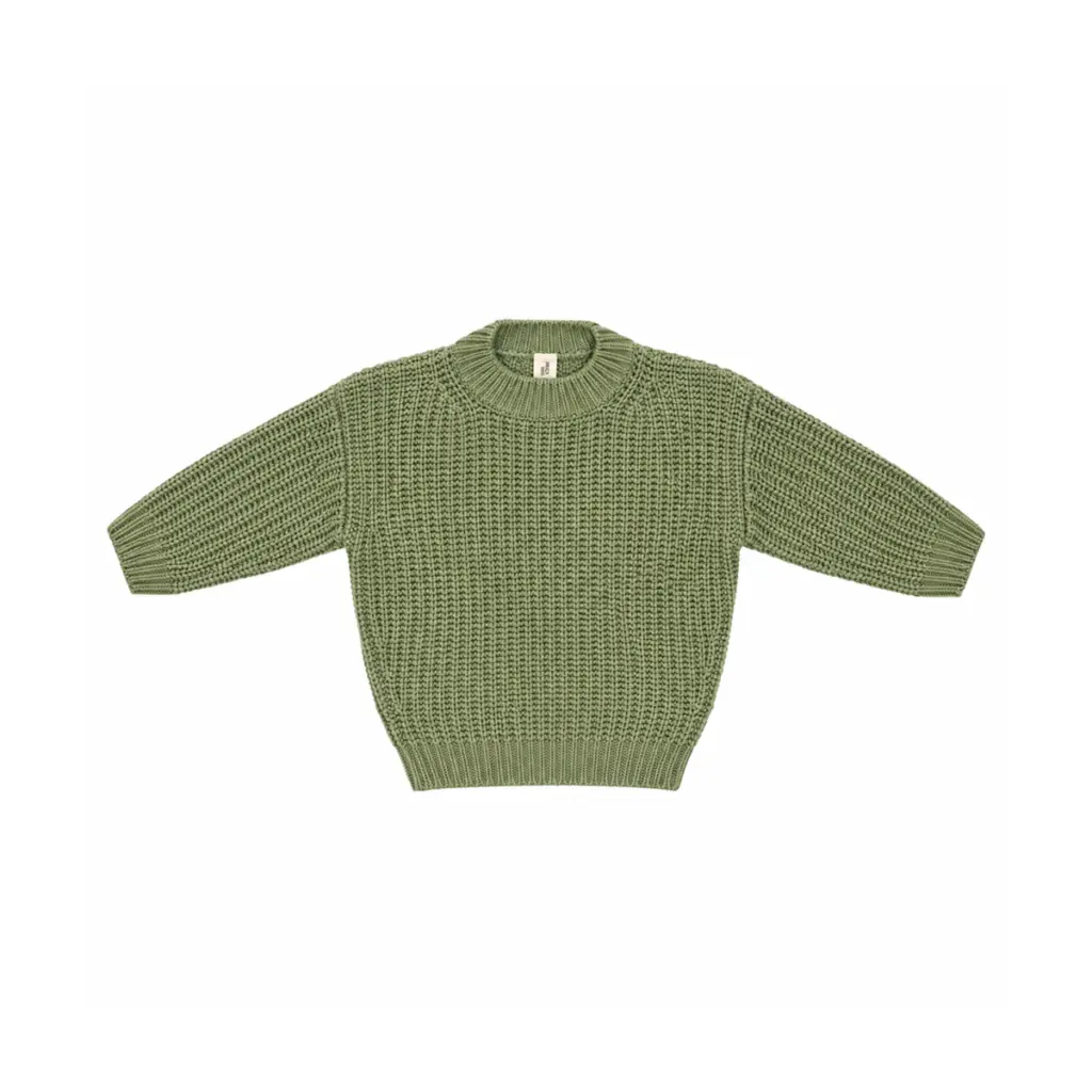 Chunky Knit Sweater | Sage Green  2/3y - Designed by SUMMER and STORM