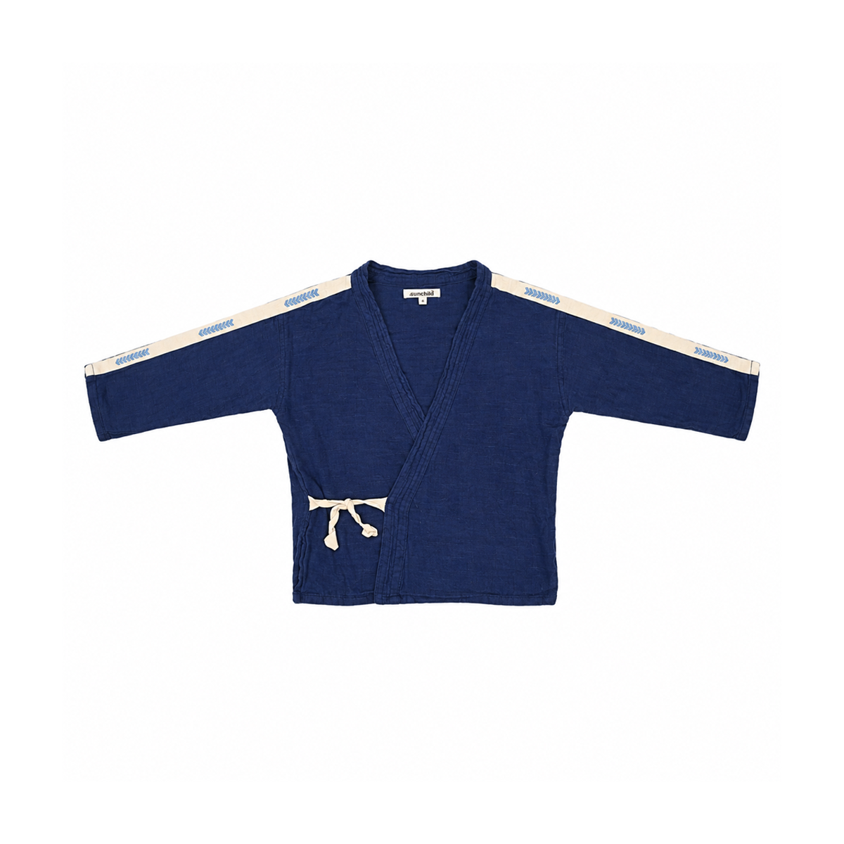 Cotton Wrap Shirt | Navy Blue 4y - Designed by SUN CHILD