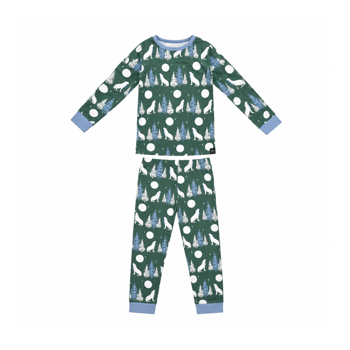 Wolf Print Pajama Set | Kelly Green 4y - Designed by Sweet Bamboo