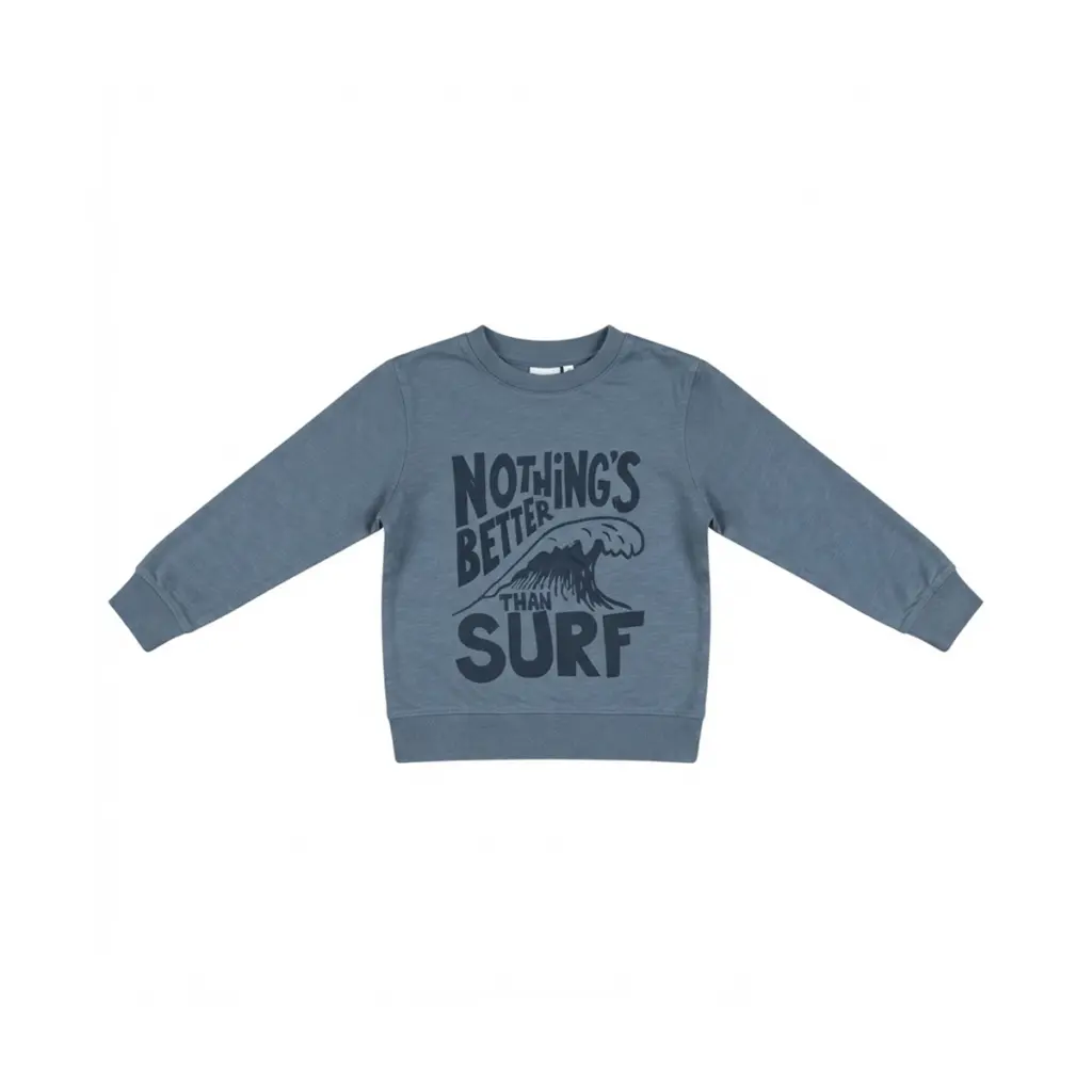 Nothing's Better Than Surf Sweatshirt | Slate Blue  10y - Designed by VERTBAUDET