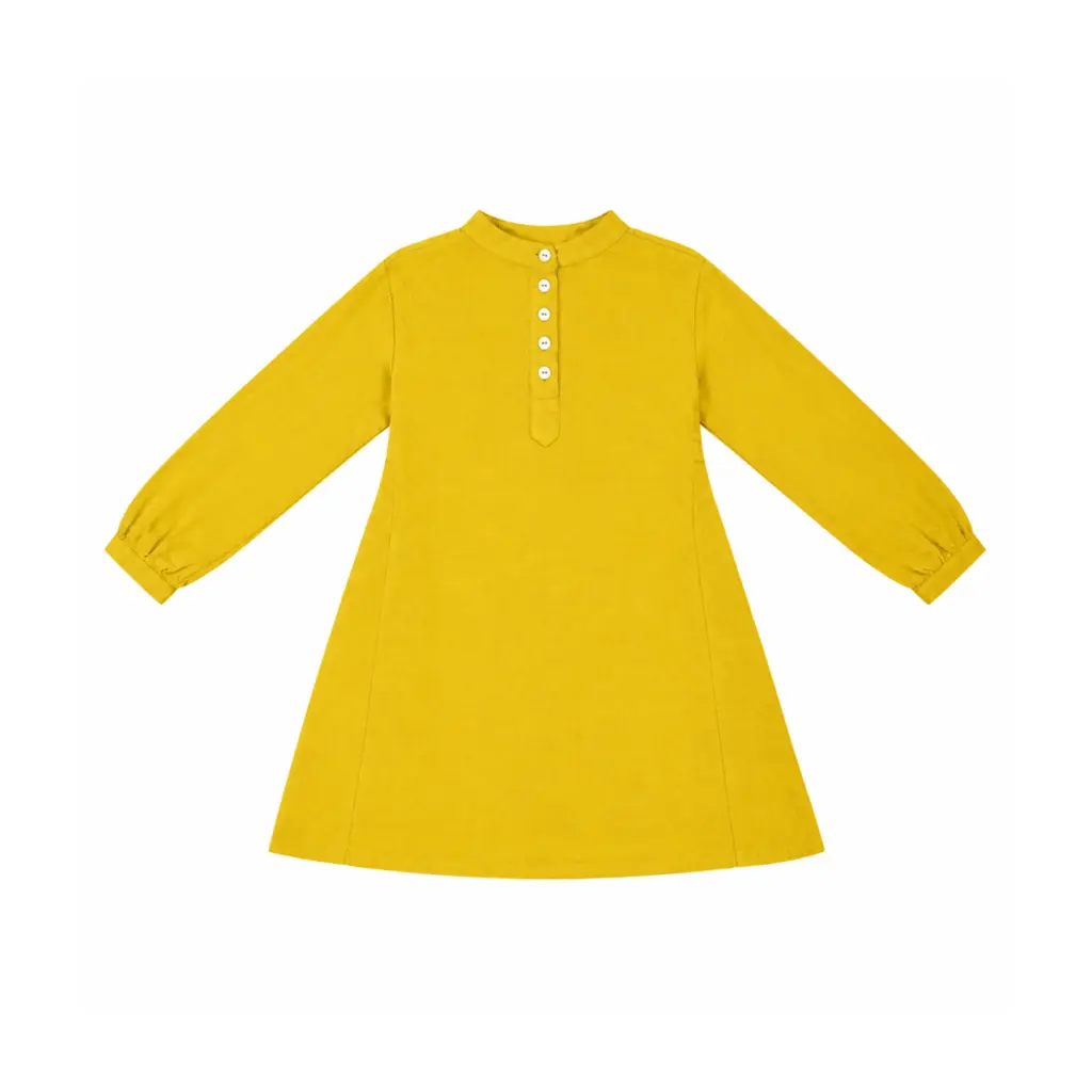 Corduroy Long Sleeve Dress | Mustard  6y - Designed by Yoli & Otis