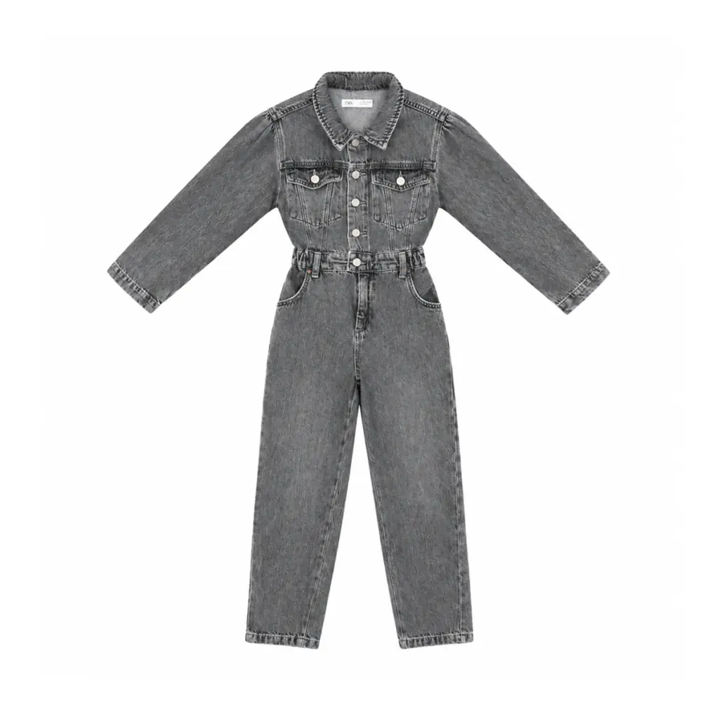 Denim Jumpsuit | Washed Grey  7y - Designed by Zara
