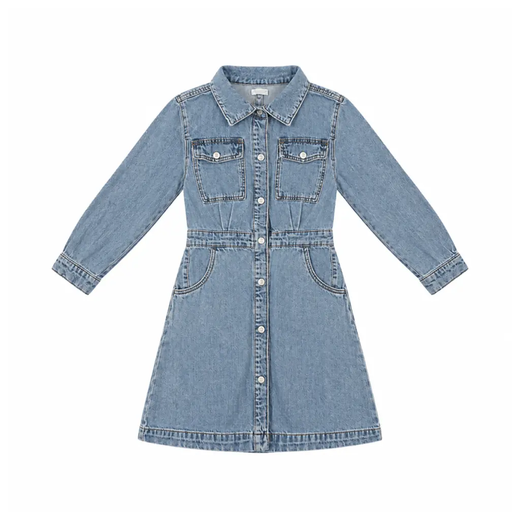 Long Sleeve Denim Dress | Medium Wash  10y - Designed by Zara